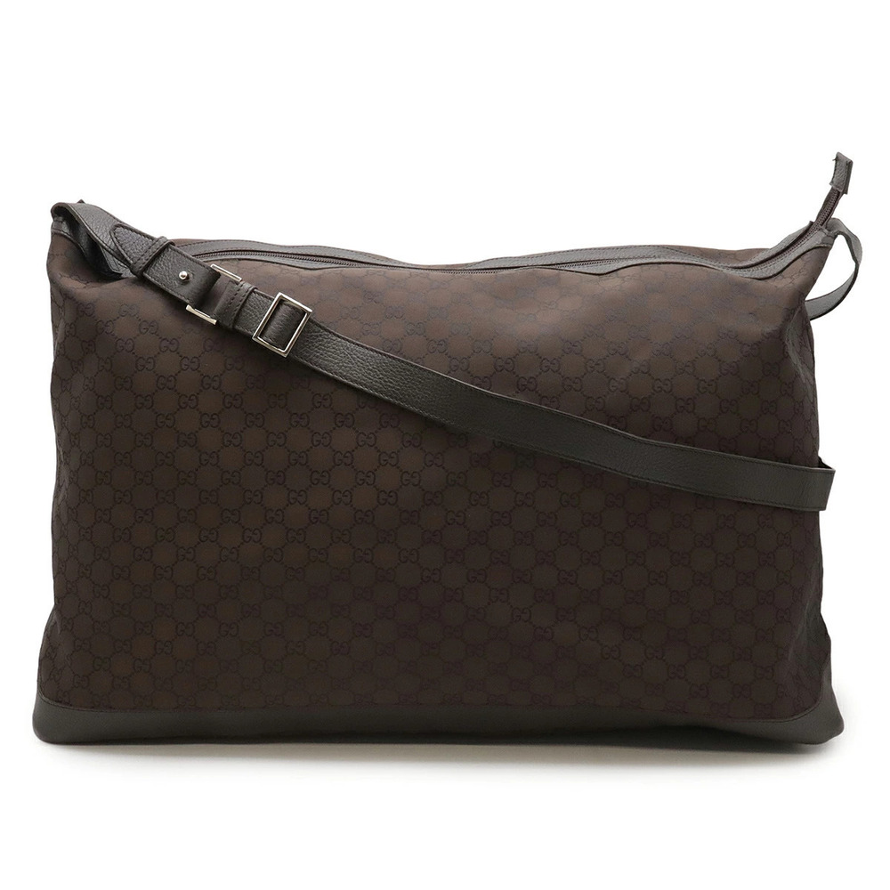 Gucci GG Shoulder Bag Boston Travel Leather Brown